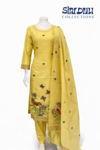 yellow colour zamdhani pure cotton 3 piece set