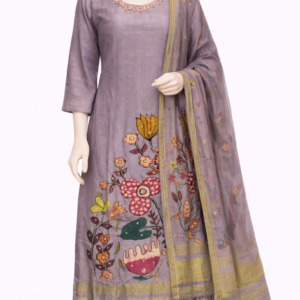 trending design ✨️ pure dola silk fabric 3 piece kuti set with kalmkari designed duppata