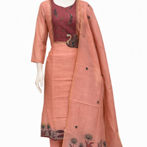 peach colour jamdhani 3 piece set