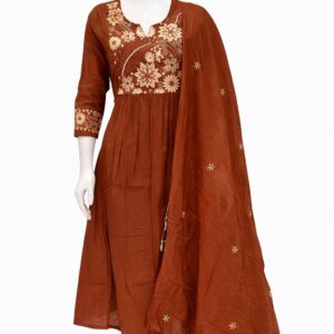 trendy rust orange pure mul cotton 3 piece set