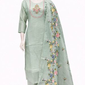 premium cotton kota pista green 3 piece set