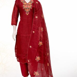 crimson floral grace cotton set