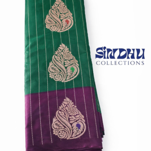 emerald & plum zari motif saree