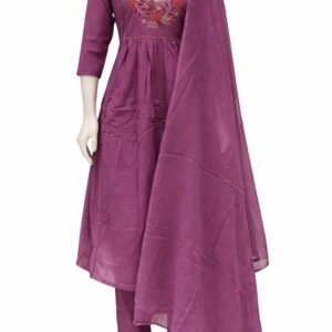 pure mul chanderi cotton 3 piece set in a pink colour with a beautiful design