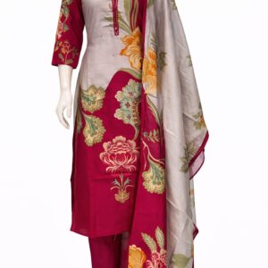pure muslin multi colour 3 piece set