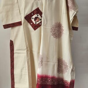 off white dabu cotton kurti set