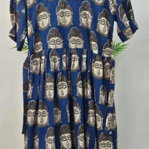 blue colour kalmkari frock
