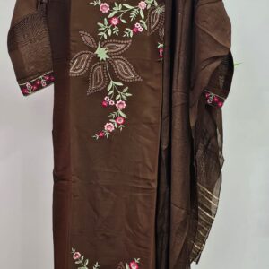 roman silk kurti set with contrast pant and duppata