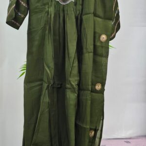premium muslin mehindhi green kurti set
