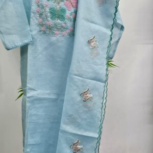 sea blue kota kurti set with simple beads work