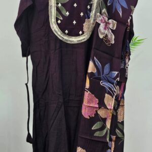 brown colour dabu cotton cord set