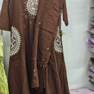 mul cotton brown kurti set