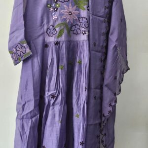 lavender mul chanderi kurti set