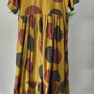 dhabu cotton yellow frock