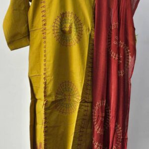 mustard cotton 3 piece kurti sets