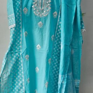 blue mul cotton kurti sets
