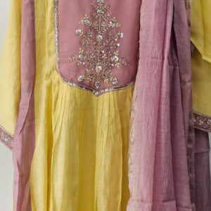 multi shaded mul chanderi kurti sets